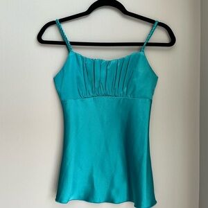 iZ Byer California Teal Satin Camisole Top Braided Straps Women’s Size S Y2K